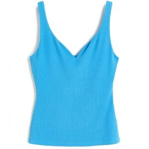 H&M Ribbed Top - Blue XS